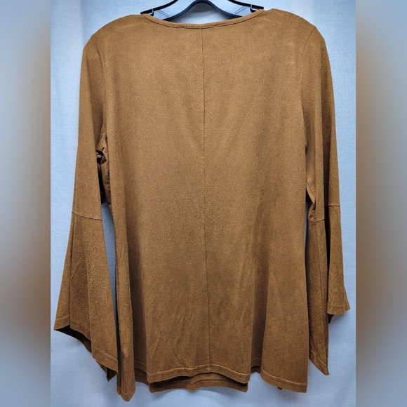 Relativity Size Small Brown Suede Long Sleeve with Flared Sleeves - Picture 5 of 6